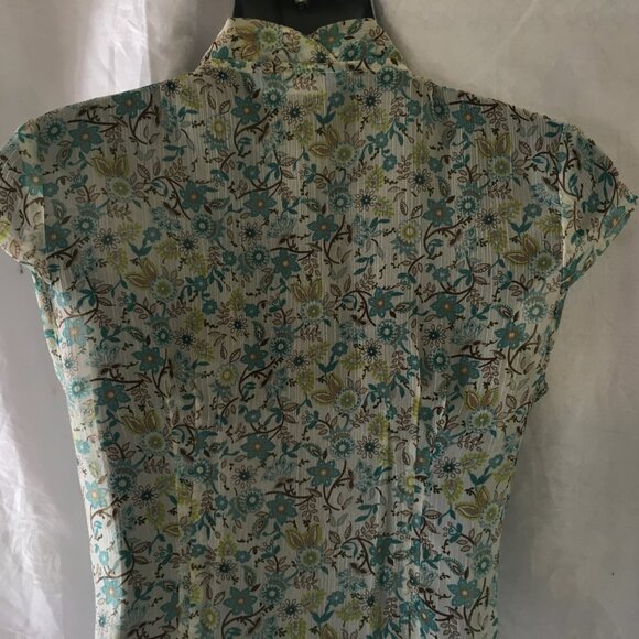 Smart Set Women's SZ S Sheer Top Sleeveless Blouse Floral Blue Y2K Fairy BOHO - Picture 9 of 16
